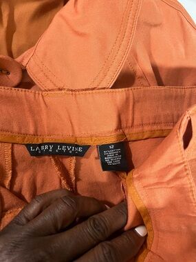 Larry Levine Orange Stretch Skirt with Subtle Sheen